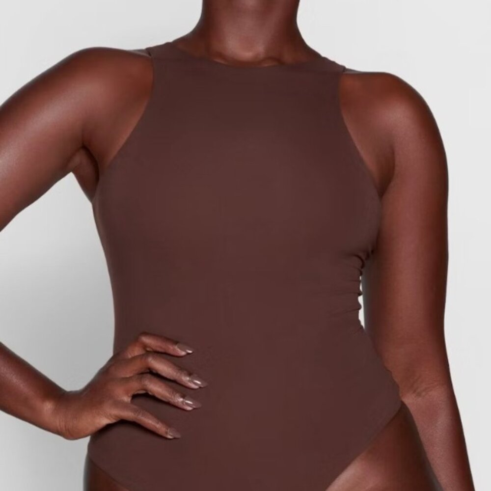 Fits Everybody High Neck Bodysuit-Cocoa
